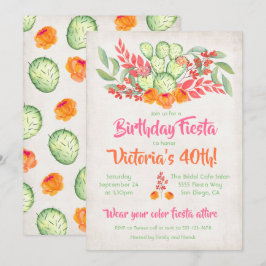 Mexicaanse Fiesta verjaardagsfeest Waterverf Cactu Kaart