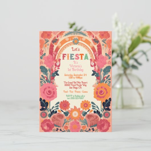 Mexicaanse Fiesta Verjaardagsfeestje Poppies Kaart (Staand voorkant)