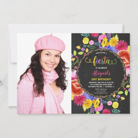 Mexicaanse fiesta verjaardagsuitnodiging voor volw kaart (Voorkant)