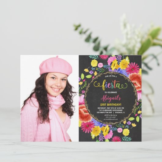 Mexicaanse fiesta verjaardagsuitnodiging voor volw kaart (Staand voorkant)