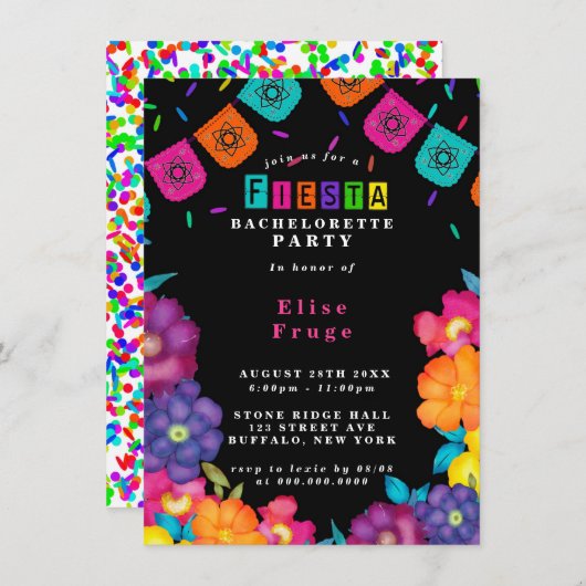 Mexicaanse Fiesta Vivid Florals Bachelorette Party Kaart (Voorkant / Achterkant)