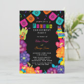 Mexicaanse Fiesta Vivid Florals Engagement Party Kaart (Staand voorkant)