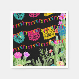 Mexicaanse Fiesta Vlaggen Bloem Cactus Servet