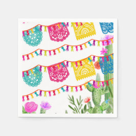 Mexicaanse Fiesta Vlaggen Bloem Cactus Servetten