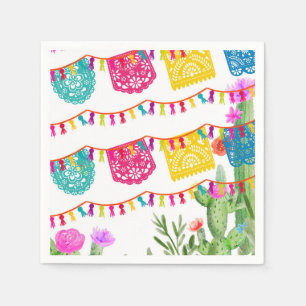 Mexicaanse Fiesta Vlaggen Bloem Cactus Servetten