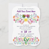 Mexicaanse Fiesta Watercolor Volk bloem uitnodigin Kaart (Voorkant)