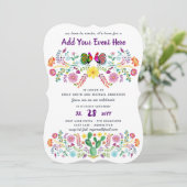 Mexicaanse Fiesta Watercolor Volk bloem uitnodigin Kaart (Staand voorkant)