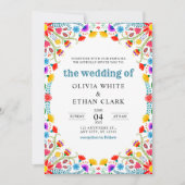 Mexicaanse Fiesta Waterverf Bloemenbruiloft Kaart (Voorkant)