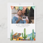 Mexicaanse Fiesta Waterverf Cactus Foto Baby showe Kaart (Achterkant)