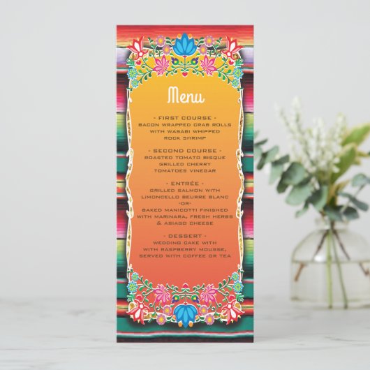 Mexicaanse Fiesta Wedding menukaart (Staand voorkant)