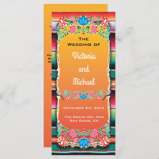 Mexicaanse Fiesta Wedding Programma Programmakaart (Voorkant / Achterkant)