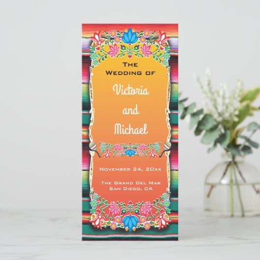 Mexicaanse Fiesta Wedding Programma Programmakaart (Staand voorkant)