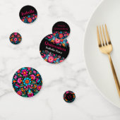Mexicaanse Fiesta Zwart Bloemen Naam Quinceanera Confetti (Groep)
