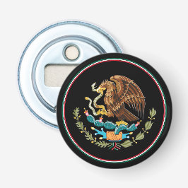 Mexicaanse Flag Bottle Opener, Mexico Emblem / Par Button Flesopener