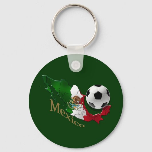Mexicaanse Flag Map Voetbalcadeautjes Futbol Sleutelhanger (Voorkant)