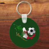 Mexicaanse Flag Map Voetbalcadeautjes Futbol Sleutelhanger (Voorkant)