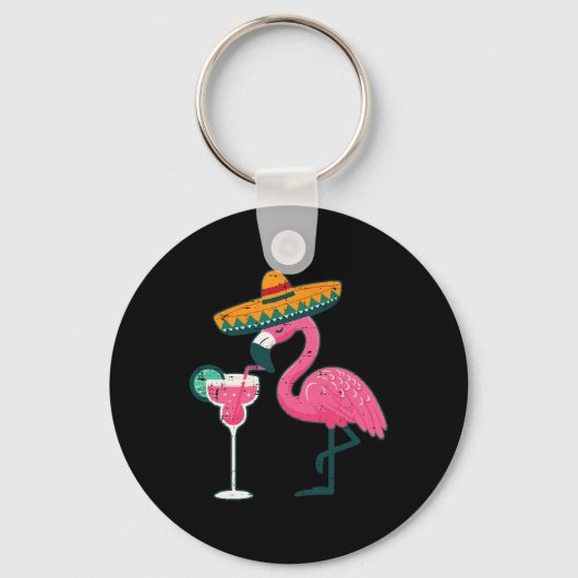Mexicaanse Flamingo Sombrero Cinco de Mayo Fiesta Sleutelhanger (Voorkant)
