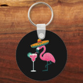 Mexicaanse Flamingo Sombrero Cinco de Mayo Fiesta Sleutelhanger (Voorkant)