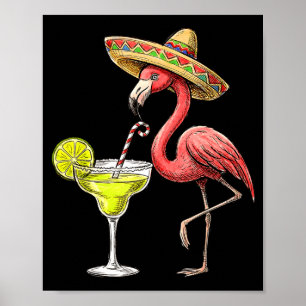 Mexicaanse flamingo sombrero margarita cinco de ma poster
