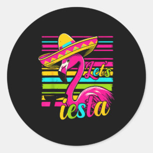 Mexicaanse Flamingo's Tacos Sombrero Cinco De Mayo Ronde Sticker