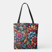 Mexicaanse Floral Art Design Tote Bag (Achterkant)