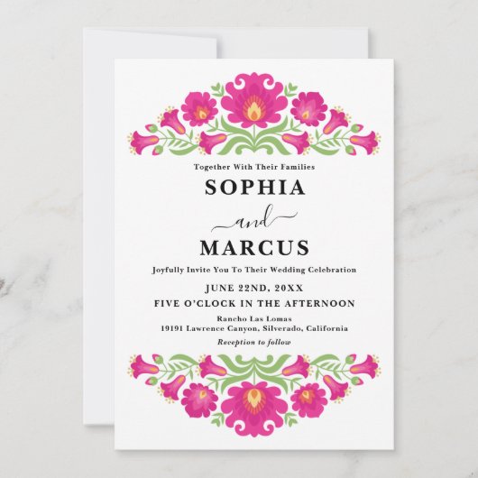 Mexicaanse Floral bruiloft uitnodiging (Voorkant)