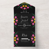 Mexicaanse Floral Butterfly All in one Invitation Uitnodiging (Binnen)