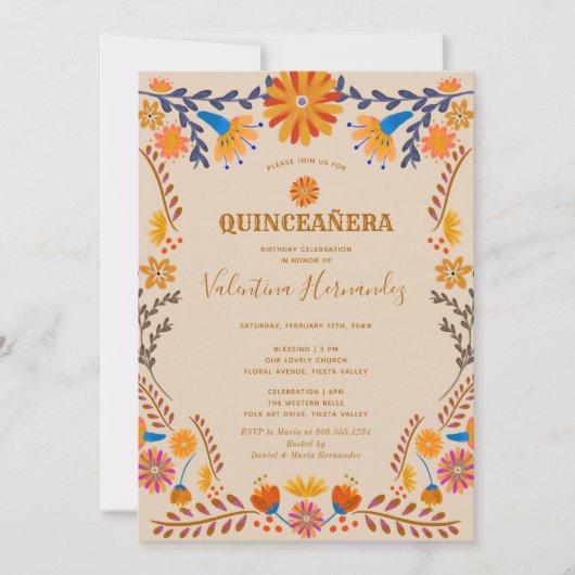 Mexicaanse Floral Earthy Western Quinceanera en Ma Kaart (Voorkant)