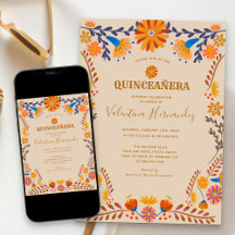 Mexicaanse Floral Earthy Western Quinceanera Invit