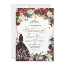 Mexicaanse Floral Embroidery Butterfly Quinceanera