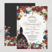 Mexicaanse Floral Embroidery Butterfly Quinceanera Kaart (Voorkant / Achterkant)