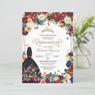 Mexicaanse Floral Embroidery Butterfly Quinceanera Kaart