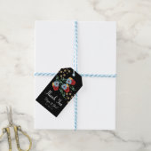 Mexicaanse Floral Faux Glitter Festive Stippen Wed Cadeaulabel (Met Touw)
