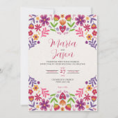 Mexicaanse Floral Fiesta Nuestra Boda Wedding Kaart (Voorkant)