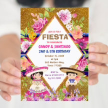 Mexicaanse Floral Fiesta Sibling Combinan Birthday