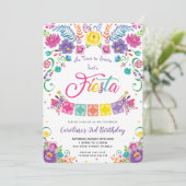 Mexicaanse Floral Flowers Fiesta Birthday Party  Kaart (Staand voorkant)