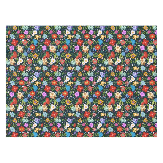 Mexicaanse Floral Folk Art Tafelkleed (Voorkant (Horizontaal))