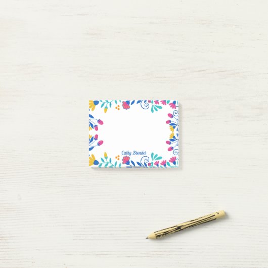 Mexicaanse Floral gepersonaliseerde naam briefpapi Post-it® Notes (Op bureau)