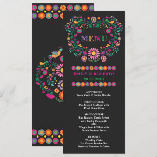 Mexicaanse Floral Pattern Wedding Fiesta-menukaart Kaart
