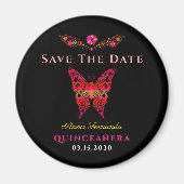 Mexicaanse Floral Quinceañera bewaar de datum magn Magneet (Voorkant)