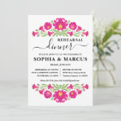 Mexicaanse Floral Rehearsal Dinner Invitation Kaart (Staand voorkant)