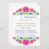 Mexicaanse Floral Rehearsal Dinner Invitation Kaart (Voorkant / Achterkant)