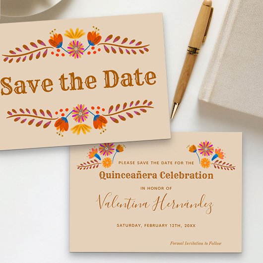 Mexicaanse Floral Westerne Typografie bespaart de  Save The Date