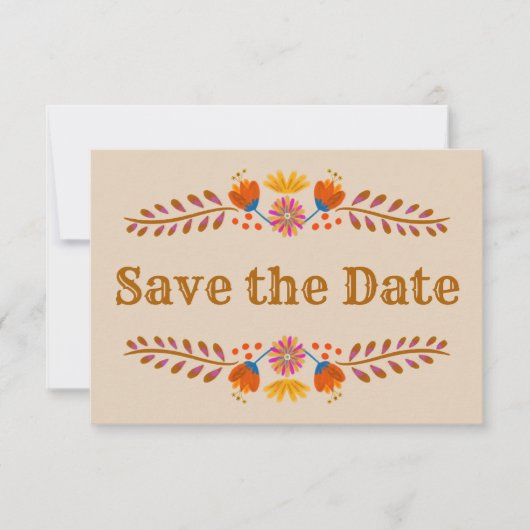 Mexicaanse Floral Westerne Typografie bespaart de  Save The Date (Voorkant)