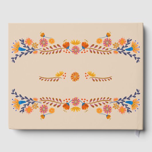 Mexicaanse Floral Westerne Typografie Quinceanera Gastenboek (Achterkant)
