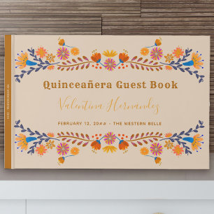 Mexicaanse Floral Westerne Typografie Quinceanera Gastenboek