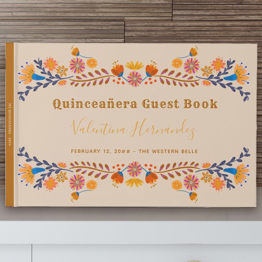 Mexicaanse Floral Westerne Typografie Quinceanera Gastenboek