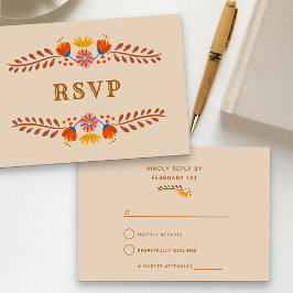Mexicaanse Floral Westerne Typografie RSVP-kaart RSVP Kaartje