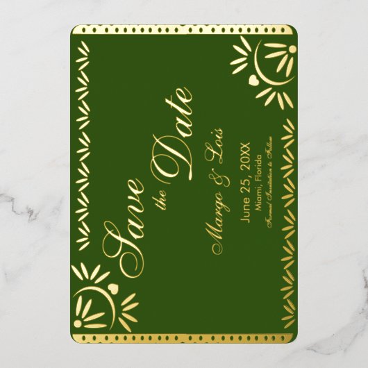 Mexicaanse Florals sla de datum van de gedrukte Fo Folie Uitnodiging (Voorkant)