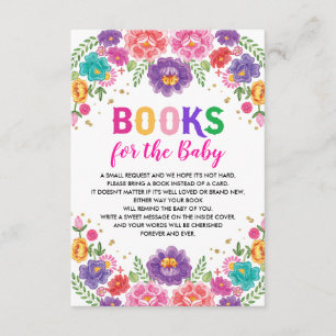 Mexicaanse Flower Fiesta Baby shower Books for Bab Informatiekaartje